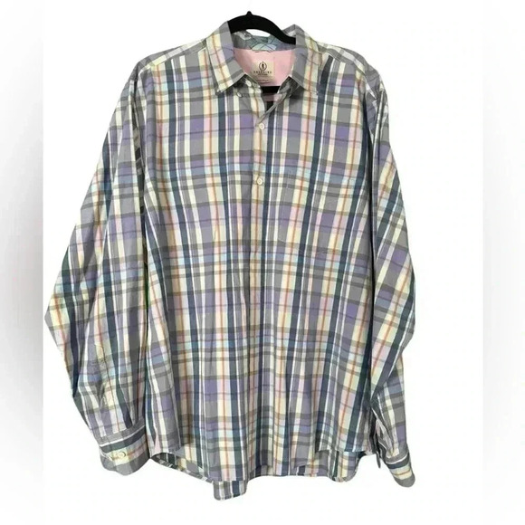 SALTAIRE Men's XXL Multi-Color Plaid 100% Cotton Casual Button-Front Shirt - Picture 1 of 7